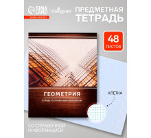 Предметная тетрадь по геометрии Calligrata «Металл», 48 листов, в клетку, со справочным материалом, обложка из мелованного картона