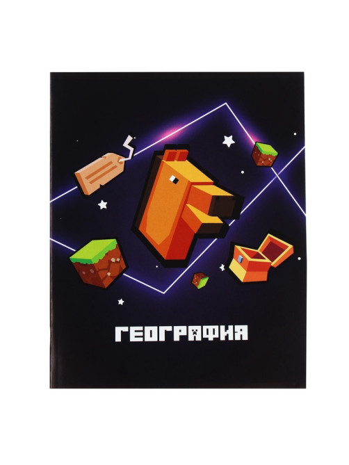 Предметная тетрадь по географии Calligrata «Пиксели», 36 листов, в клетку, со справочным материалом, обложка из мелованного картона