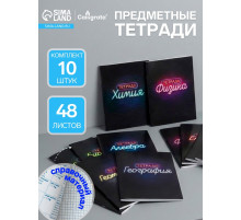Набор предметных тетрадей Calligrata «Неон», 10 предметов, 48 листов, со справочным материалом, обложка из мелованного картона