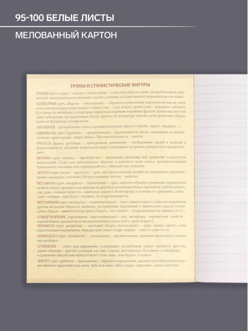 Предметная тетрадь по литературе Calligrata «Мрамор светлый», 48 листов, в линейку, со справочным материалом, обложка из мелованного картона