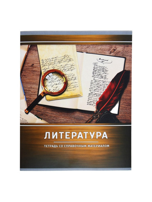 Предметная тетрадь по литературе Calligrata «Металл», 48 листов, в линейку, со справочным материалом, обложка из мелованного картона