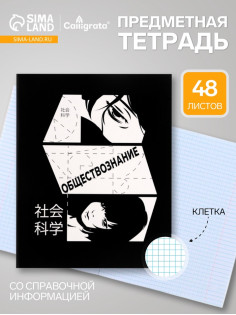 Предметная тетрадь по обществознанию Calligrata «Комикс Аниме», 48 листов, в клетку, со справочным материалом, обложка из мелованного картона