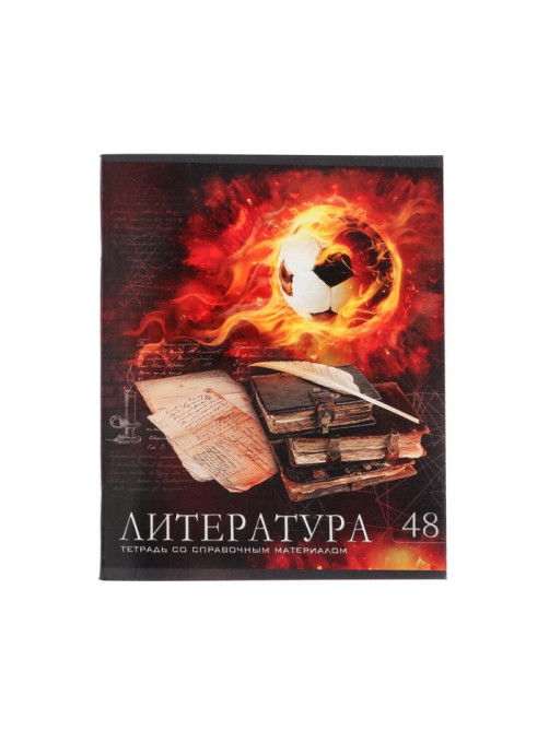Предметная тетрадь по литературе Calligrata «Футбол», 48 листов, в линейку, со справочным материалом, обложка из мелованного картона