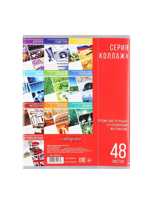 Набор предметных тетрадей Calligrata «Коллаж», 10 предметов, 48 листов, со справочным материалом, обложка из мелованного картона