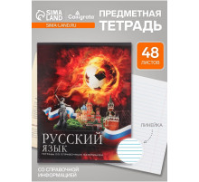 Предметная тетрадь по русскому языку Calligrata «Футбол», 48 листов, в клетку, со справочным материалом, обложка из мелованного картона