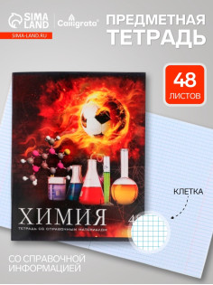 Предметная тетрадь по химии Calligrata «Футбол», 48 листов, в клетку, со справочным материалом, обложка из мелованного картона