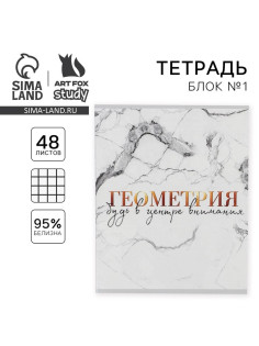 Тетрадь в клетку, предметная, 48 л., на скрепке, А5 «МРАМОР. Геометрия»
