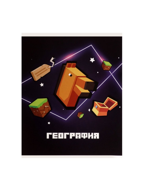 Предметная тетрадь по географии Calligrata «Пиксели», 36 листов, в клетку, со справочным материалом, обложка из мелованного картона