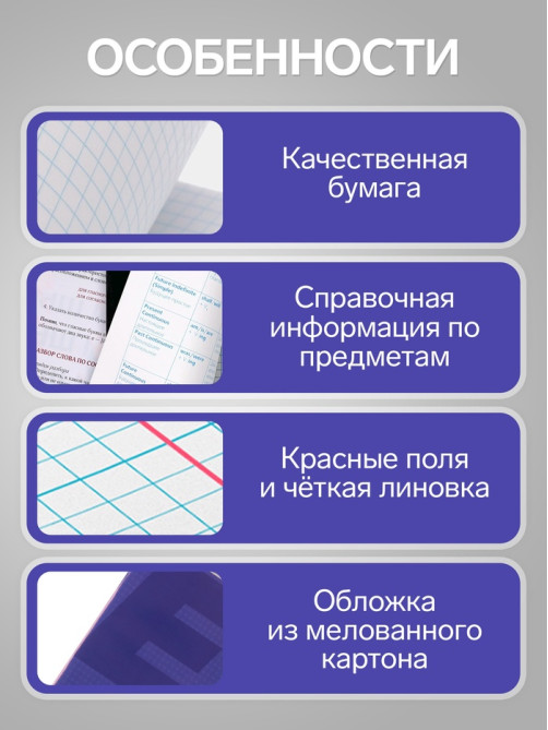 Предметная тетрадь по английскому языку Calligrata. MonoTone, 36 листов, в клетку, со справочным материалом, обложка из мелованной бумаги