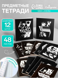 Набор предметных тетрадей Calligrata «Комикс Аниме», 12 предметов, 48 листов, со справочным материалом, обложка из мелованного картона