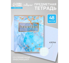 Предметная тетрадь по геометрии Calligrata «Мрамор светлый», 48 листов, в клетку, со справочным материалом, обложка из мелованного картона