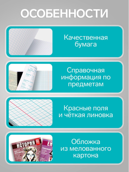 Набор предметных тетрадей Calligrata TOP «Журнал», 10 предметов, 48 листов, со справочным материалом, картонная обложка