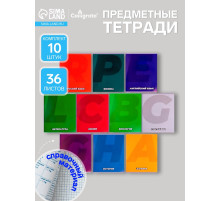 Набор предметных тетрадей Calligrata. MonoTone, 10 предметов, 36 листов, со справочным материалом, серые листы, обложка из мелованной бумаги