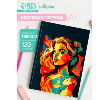 Колледж-тетрадь Calligrata TOP «Девушка. Арт» А4, 120 листов, в клетку, в твёрдой обложке 7БЦ, матовая ламинация, выборочный лак