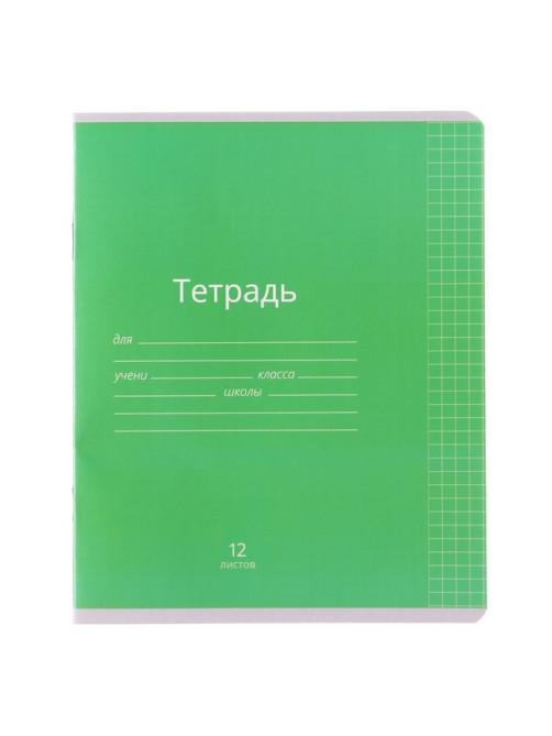 Тетрадь 12 листов в клетку Calligrata «Однотонная Классика яркая», обложка мелованная бумага, ВД-лак, блок офсет, белизна 95%, МИКС