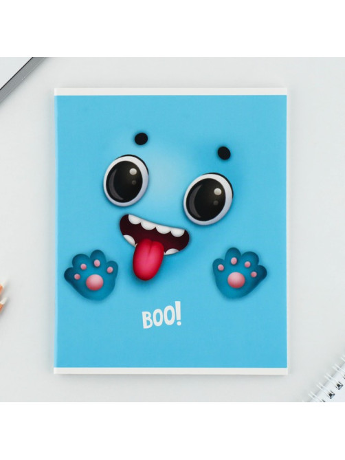 Тетрадь в клетку, 48 л., А5, на скрепке, блок №1, Boo!, МИКС