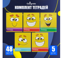 Набор тетрадей, 48 листов в клетку, Calligrata «Спорт», 5 штук
