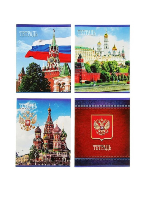 Тетрадь 48 листов в клетку Calligrata «Россия», серые листы, МИКС