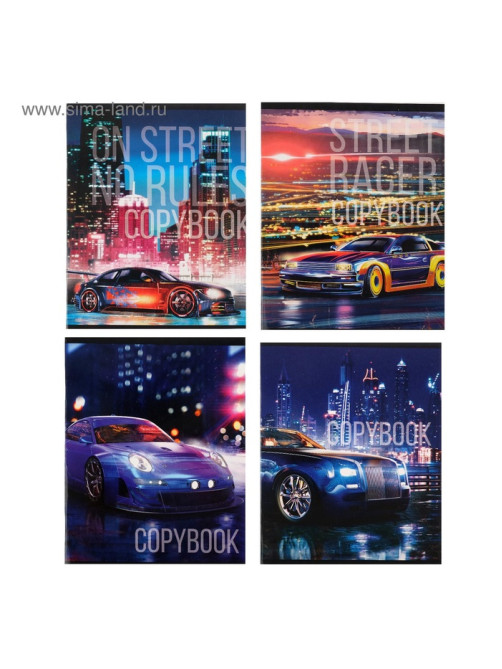 Тетрадь 48 листов в клетку, Calligrata Street racing, МИКС