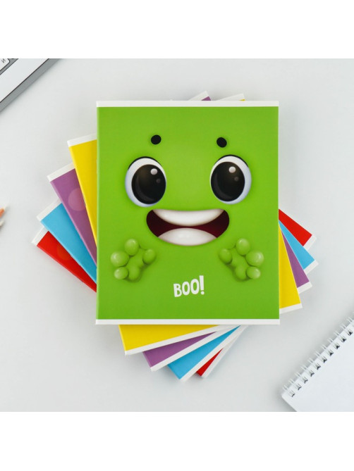 Тетрадь в клетку, 48 л., А5, на скрепке, блок №1, Boo!, МИКС