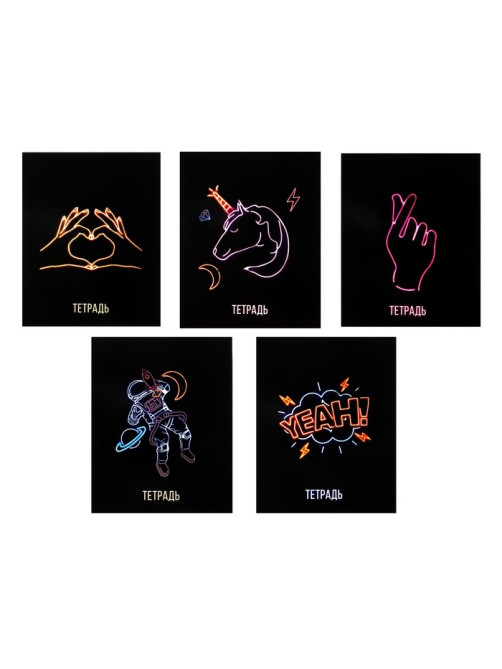 Тетрадь 48 листов в клетку, Calligrata, Neon, МИКС