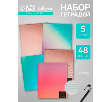 Комплект тетрадей из 5 штук (4 разные + 1 повторяющаяся), 48 листов в клетку Calligrata «Мыльные пузыри», обложка мелованная бумага, блок №2, белизна 7...