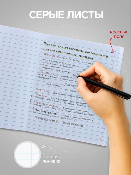 Тетрадь 96 листов в линейку Calligrata «Город», серые листы, МИКС