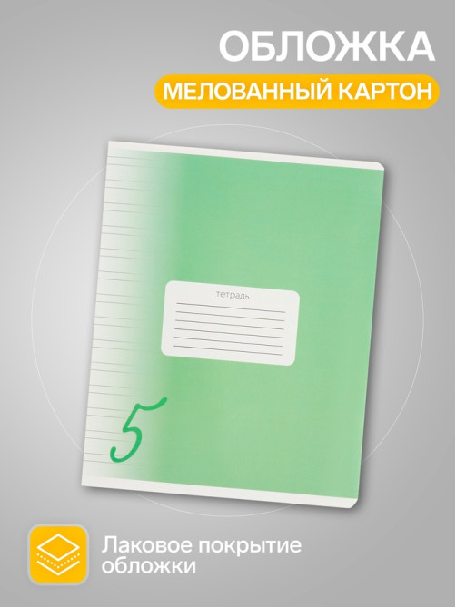 Набор тетрадей 12 листов в узкую линейку Calligrata «Пятёрка. Зелёная», обложка мелованный картон, 10 шт.