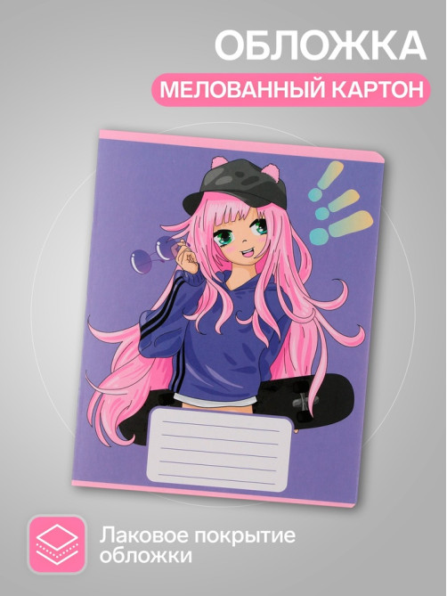 Комплект тетрадей из 10 штук, 12 листов в частую косую линию Calligrata «Аниме», обложка мелованный картон, ВД-лак, блок офсет, 5 видов по 2 штуки
