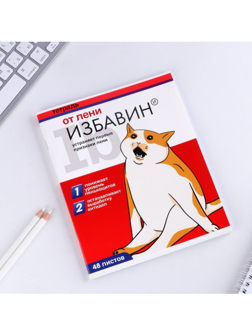 Тетрадь в клетку, 48 л., А5, на скрепке, блок №1 «Котики таблетки» МИКС