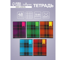 Тетрадь 48 листов в клетку, Calligrata «Шотландка», серые листы, МИКС