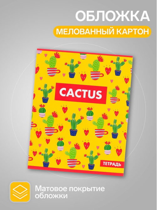 Набор тетрадей Calligrata «Кактус», 48 листов в клетку, 5 штук