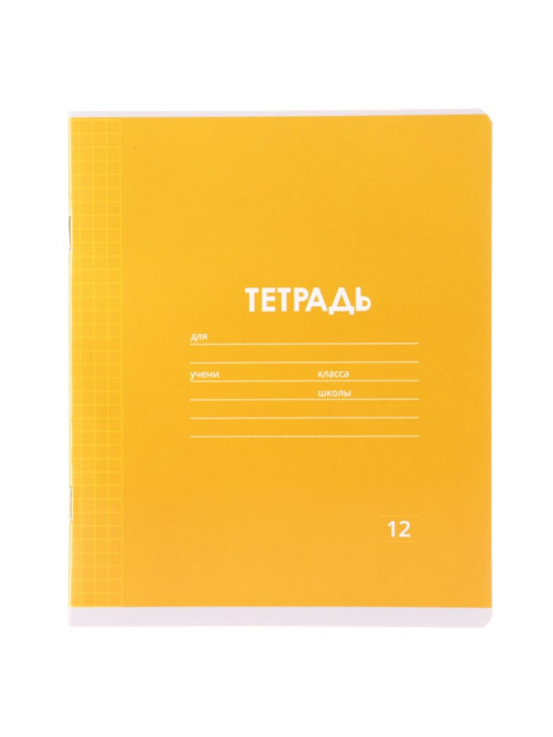 Тетрадь 12 листов в клетку Calligrata «Однотонная Классика Линовка. Эконом», обложка мелованная бумага, ВД-лак, блок №2 (серые листы), МИКС
