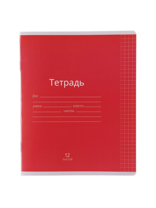 Тетрадь 12 листов в клетку Calligrata «Однотонная Классика яркая», обложка мелованная бумага, ВД-лак, блок офсет, белизна 95%, МИКС