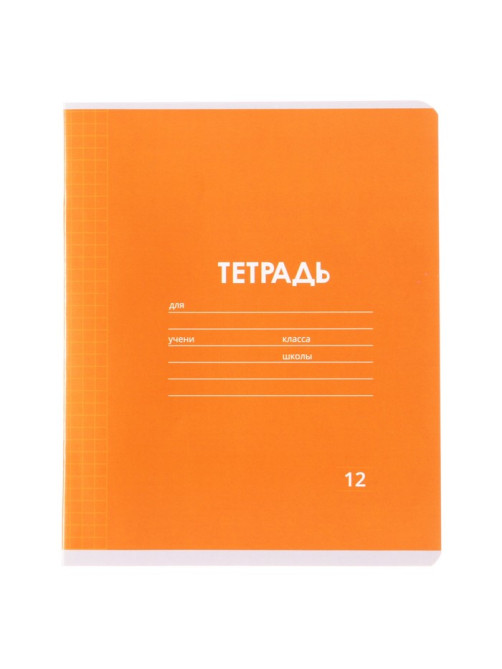 Тетрадь 12 листов в клетку Calligrata «Однотонная Классика Линовка. Эконом», обложка мелованная бумага, ВД-лак, блок №2 (серые листы), МИКС