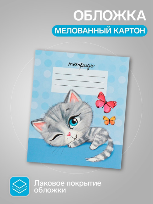 Комплект тетрадей из 10 штук, 12 листов в линию Calligrata «Котята», обложка мелованный картон, ВД-лак, блок офсет, белизна 95%, 5 видов по 2 штуки