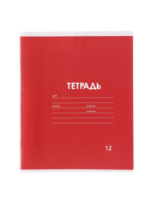 Тетрадь 12 листов в клетку Calligrata «Однотонная Классика Линовка. Эконом», обложка мелованная бумага, ВД-лак, блок №2 (серые листы), МИКС
