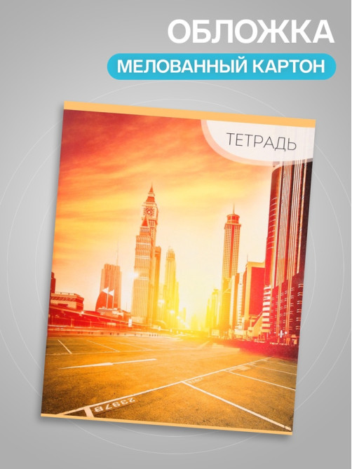 Тетрадь 96 листов в линейку Calligrata «Город», серые листы, МИКС