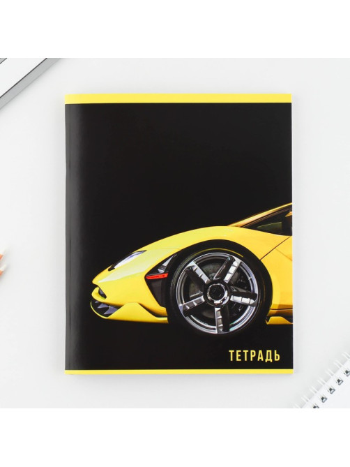 Тетрадь в клетку, 48 л., А5, на скрепке, блок №2, Yellow, МИКС