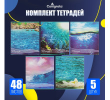 Комплект тетрадей из 5 штук, 48 листов в клетку, Calligrata «Океан»
