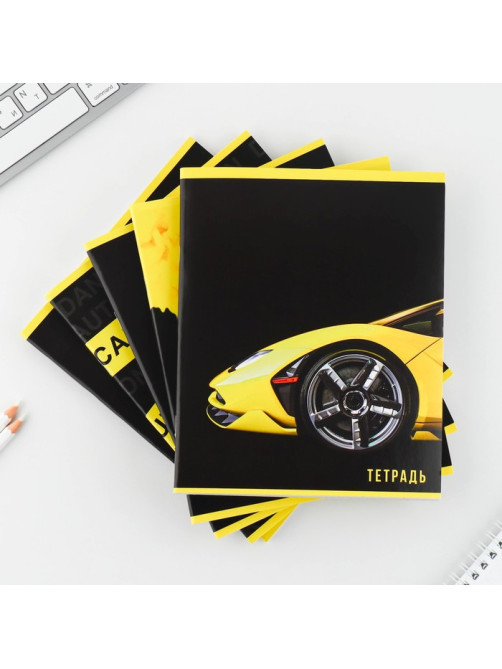 Тетрадь в клетку, 48 л., А5, на скрепке, блок №2, Yellow, МИКС