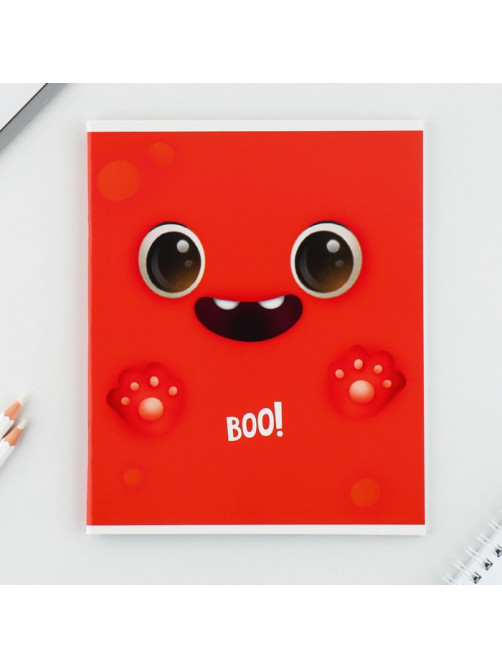 Тетрадь в клетку, 48 л., А5, на скрепке, блок №1, Boo!, МИКС