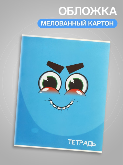 Тетрадь 96 листов в клетку Calligrata «Смайлики», обложка мелованный картон, блок офсет, МИКС