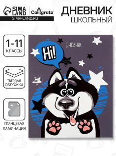 Дневник школьный для 1-11 классов, «Хаски», твёрдая обложка 7БЦ, глянцевая ламинация, 40 листов