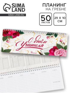 Планер горизонтальный, 50 л., мягкая обложка «С днём учителя»