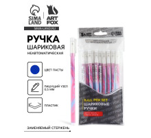 Ручка шариковая синяя паста 0.5 мм с колпачком «Неон» пластик