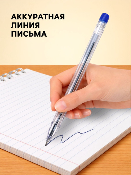 Ручка шариковая Calligrata, синий стержень, узел 1.0 мм, прозрачный треугольный корпус с синим колпачком