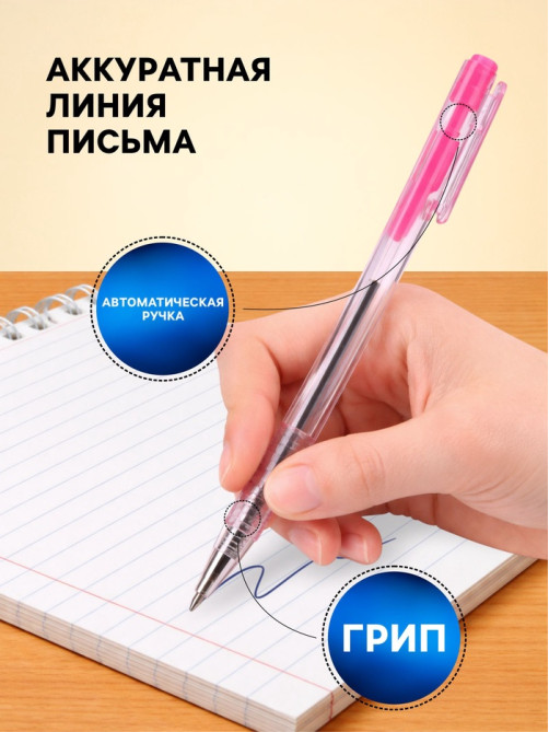 Ручка шариковая Calligrata, автоматическая, синий стержень, узел 0.7 мм, с рифлёным держателем, МИКС