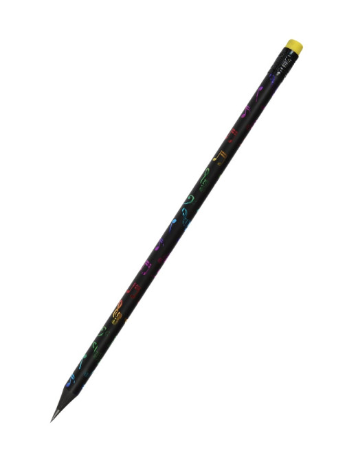 Карандаш чернографитный Calligrata, НВ, с ластиком, круглый, пластиковый, чёрный корпус с рисунком