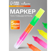 Маркер текстовыделитель, наконечник скошенный 5 мм, секционный, 4 цвета
